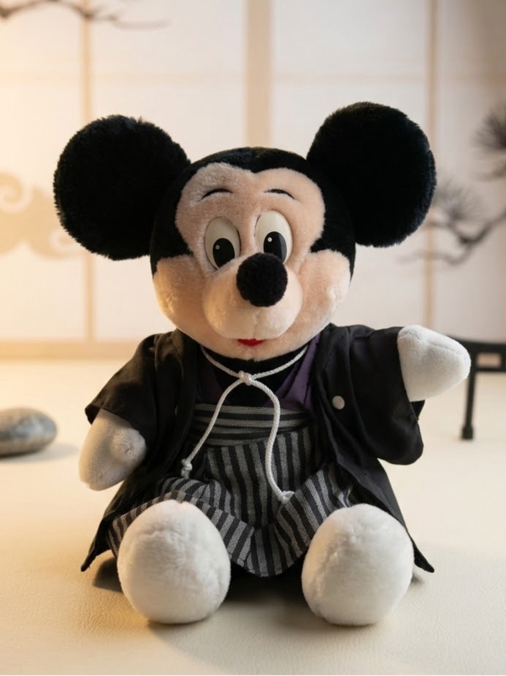 Vintage Disneyland Mickey Mouse Plush in Traditional Japanese Kimono / Hakama